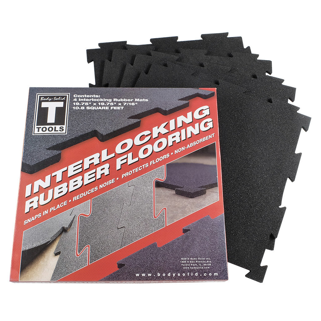Body-Solid Tools Interlocking Rubber Flooring Box of 4