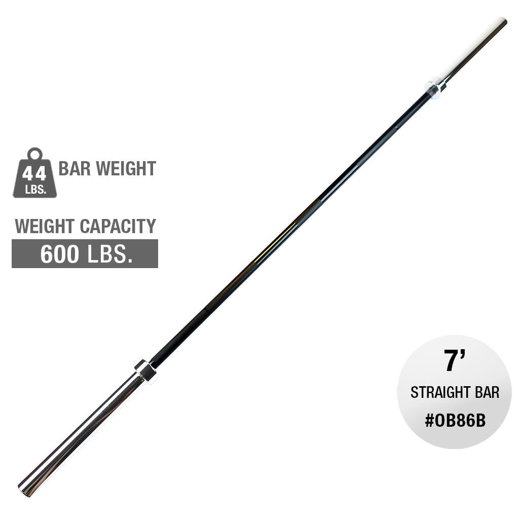Body-Solid Olympic 7' Bar with Black Grip Finish and Chrome Sleeves