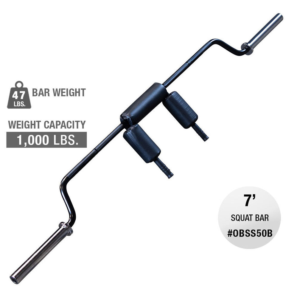 Body-Solid Safety Squat Olympic Bar, with built-in Padding and 1000 lb. Weight Capacity